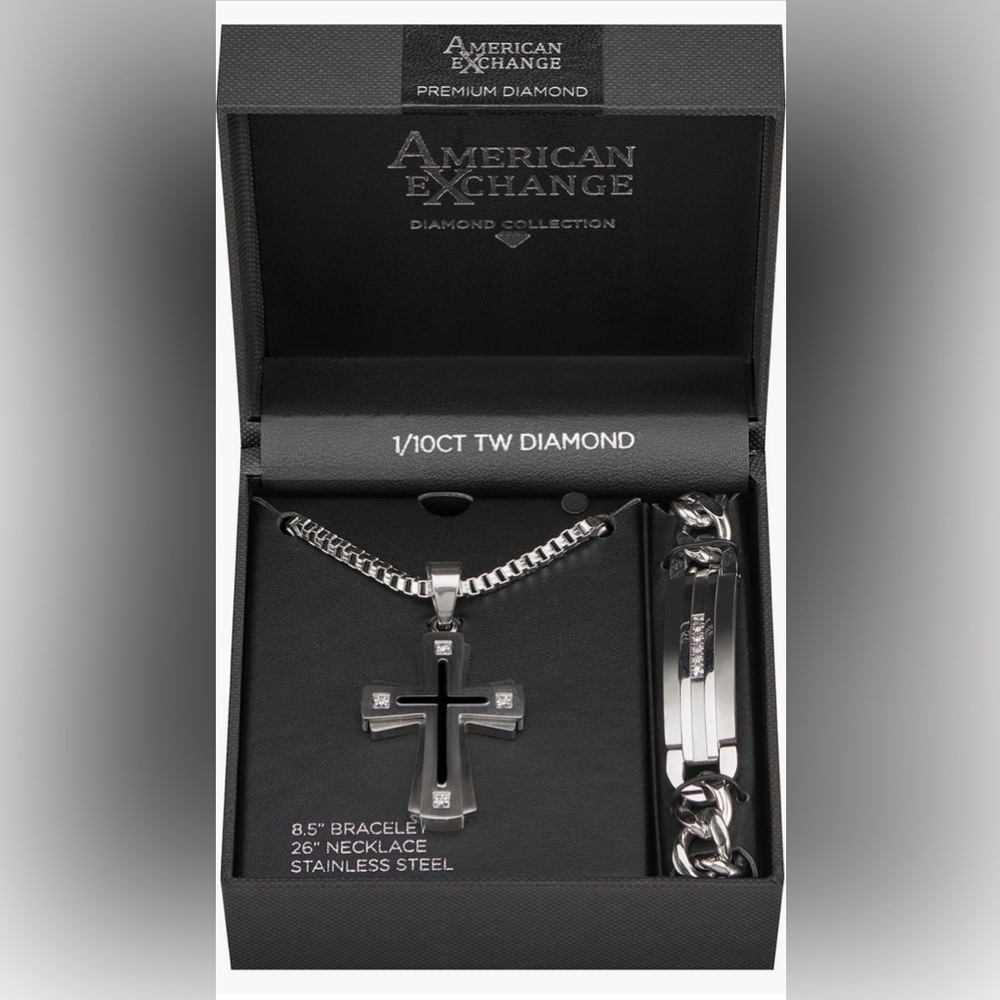 AMERICAN EXCHANGE cross necklace & bracelet/2pcs set